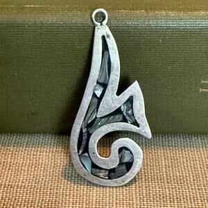 Vintage Taxco Sterling Silver Abalone Pendant Signed